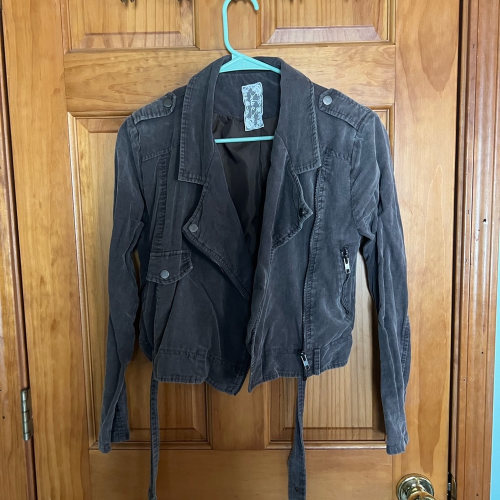 Light gray corduroy bomber jacket